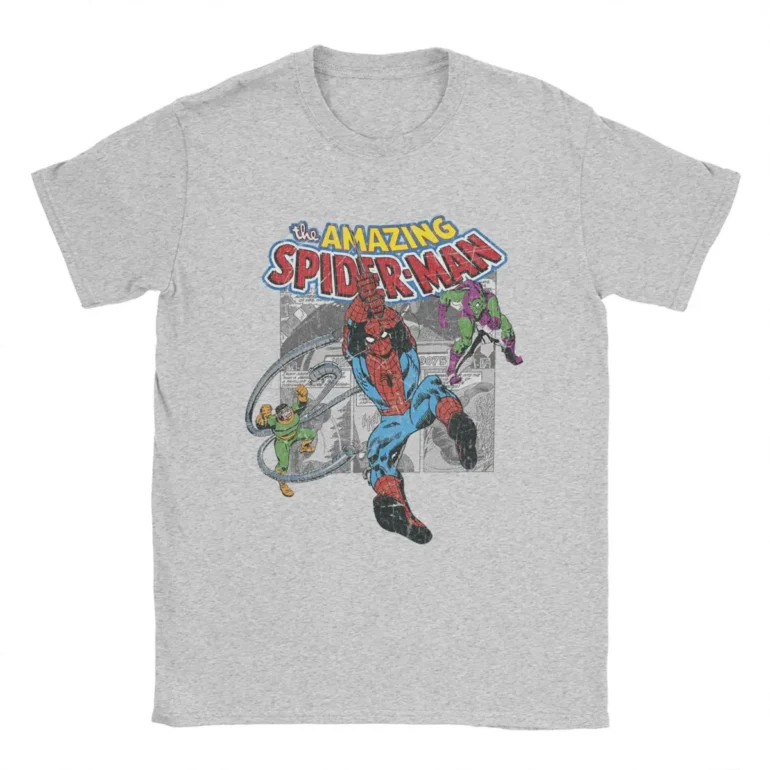Disney Marvel Spiderman Retro Comic Collage Men T Shirts
